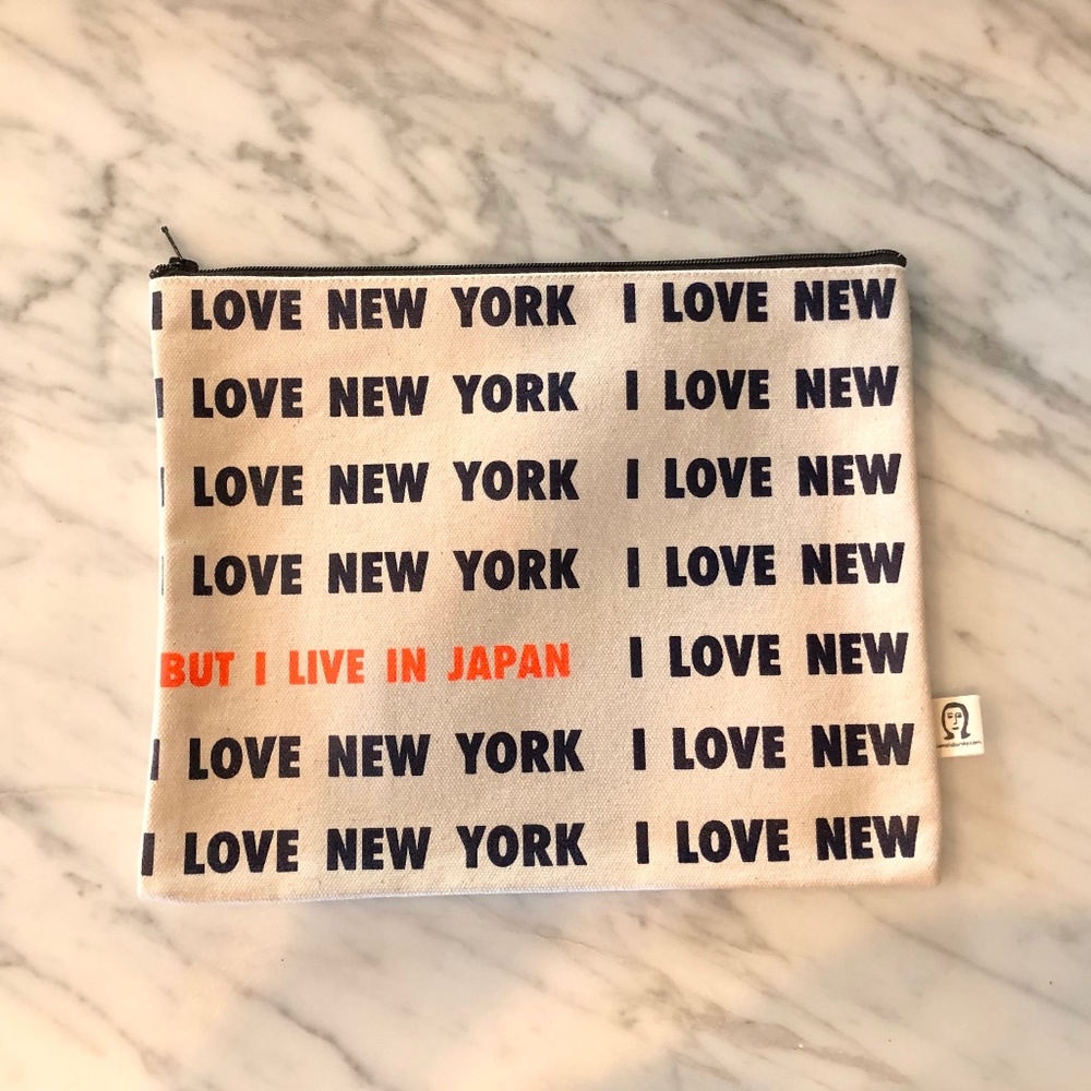 NWT "I LOVE NY BUT I LIVE IN JAPAN" Canvas Pouch